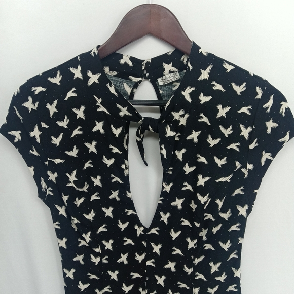 NWOT Intimately Free People Billie Black Thong Bodysuit Bird Print Boho Size M - Picture 5 of 15